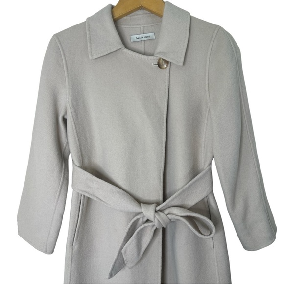 Gentle Herd Single Breasted  Long Wool Belted Cream Coat NWOT Size: X-Small - Picture 2 of 14